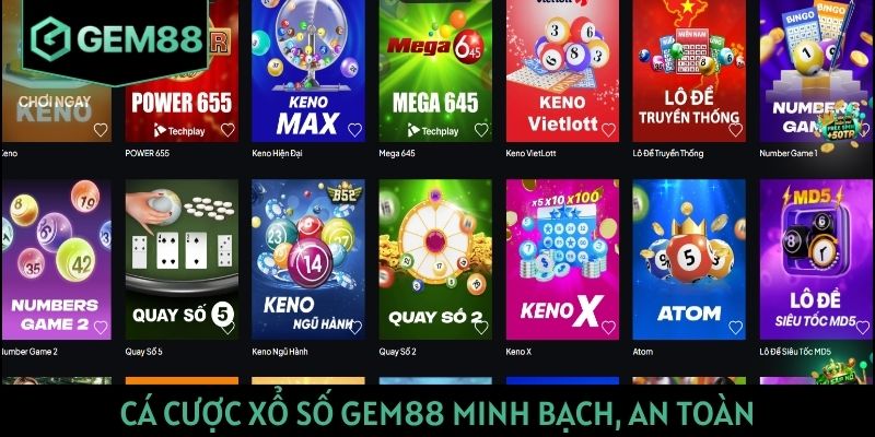 Cá cược xổ số GEM88 minh bạch, an toàn